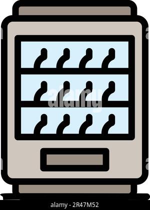 Drinks fridge icon. Outline Drinks fridge vector icon for web design isolated on white background color flat Stock Vector