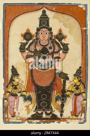 Unknown Indian - Lord Vishnu with Two Consorts, Sree Devi and Bhu Devi Stock Photo