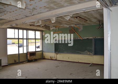Preserved ruins of Sendai Arahama Elementary School stands as a