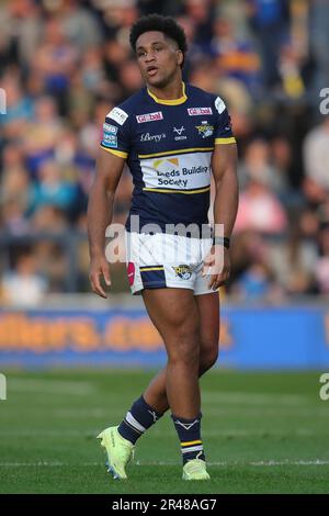Derrell Olpherts #16 of Leeds Rhinos goes over for a try in the first ...