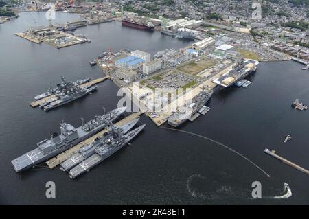 Aerial view of US Fleet Activities Sasebo, Japan in 1957 Stock