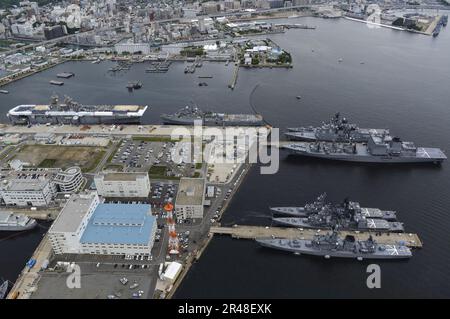 Aerial view of US Fleet Activities Sasebo, Japan in 1957 Stock