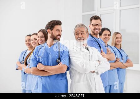 Doctor and his colleagues in hospital. Medical service Stock Photo