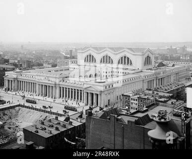Bird's-eye view, Penn. [i.e. Pennsylvania] Station, New York City, c.between 1910 and 1920. Stock Photo