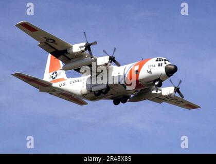 US Navy HC-130 aircraft from the U.S. Coast Guard Air Station Barbers Point, Hawaii, performs a homeland security flight Stock Photo