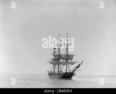 U.S.S. Constellation, between 1890 and 1901. Sloop-of-war, the last sail-only warship designed and built by the United States Navy. She was built at the Gosport Shipyard between 1853 and 1855. Stock Photo