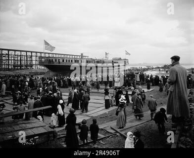 Str. Seeandbee just after the launch, 1912 Nov 9. Stock Photo