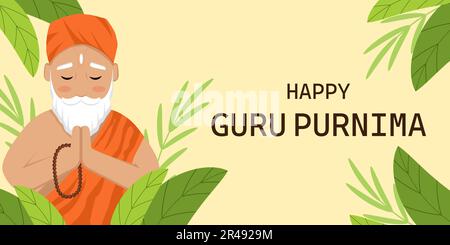 happy guru purnima horizontal banner illustration vector design Stock Vector