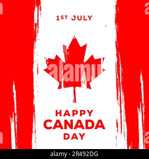 happy canada day illustration with brush stroke style Stock Vector