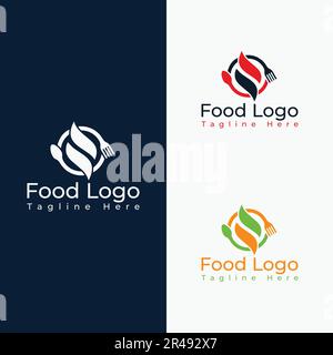 food logo, flame, restaurant, minimalist and business logo design Stock Vector