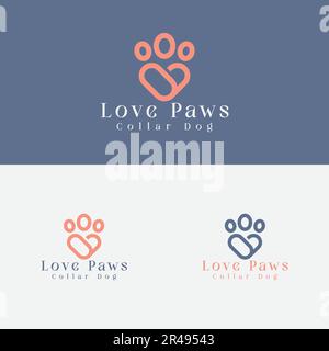 love paws dog logo, love, care, minimalist and elegant business logo Stock Vector