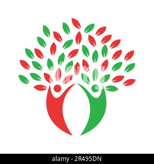 Family tree logo. Abstract family tree icon. Green tree logo. Stock illustration Stock Vector
