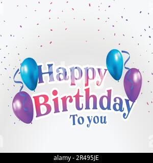 Happy birthday falling confetti celebration background Stock Vector