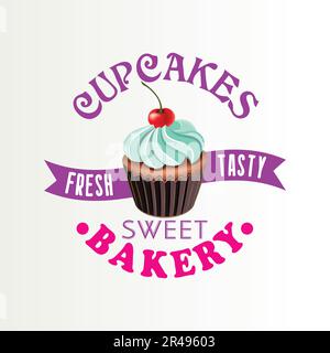 cupcakes bakery vector logo design Stock Vector