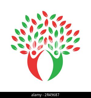 Family tree logo. Abstract family tree icon. Green tree logo. Stock illustration Stock Vector