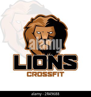 Lions CrossFit mascot logo design Stock Vector