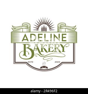 Adeline bakery vintage logo design concept Stock Vector