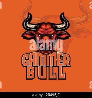 gamer bull sports logo in vector template Stock Vector