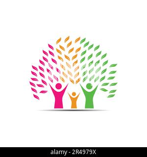 Family tree logo. Abstract family tree icon. Green tree logo. Stock illustration Stock Vector