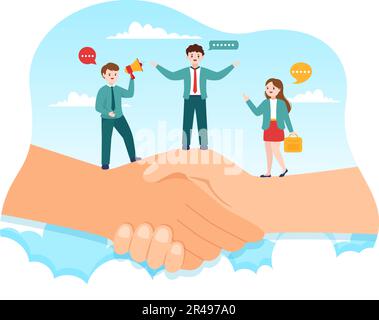 Conflict Resolution and Management Vector Illustration with Two Society Groups Different Opinions and Disagreement in Landing Page Hand Drawn Stock Vector