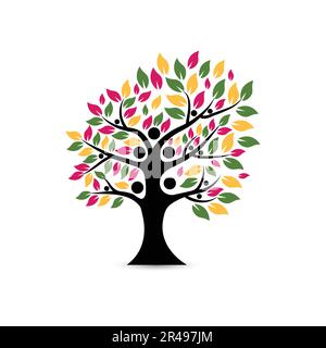 Family tree logo. Abstract family tree icon. Green tree logo. Stock illustration Stock Vector