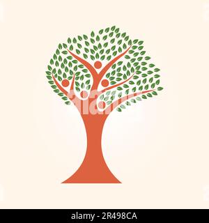 Family tree logo. Abstract family tree icon. Green tree logo. Stock illustration Stock Vector