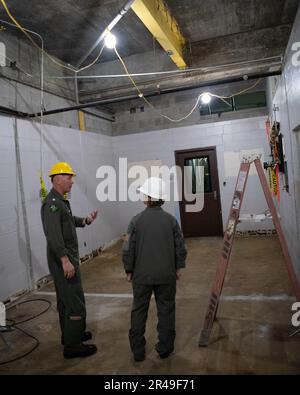 Captain Kimberly Toone, commanding officer Navy Medicine Operational Training Command (NMOTC) (right) tours the renovation project of the ASTC site with CDR Heath Clifford, officer in charge Aviation Survival Training Center Jacksonville (ASTC JAX)(left), Mar. 09, 2023. ASTC JAX is one of eight ASTC training facilities that are encompassed by the Navl Aviation Survival Training Institue (NSTI). NSTI, a detachment of NMOTC, specializes in training the pilots, aircrew, and service members who support other specialized communities in survival skills and technique to survive aviation emergencies. Stock Photo