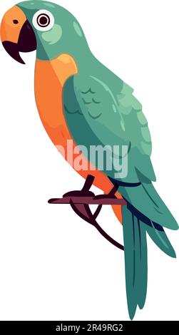 Colorful macaw perched on branch Stock Vector