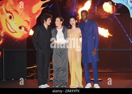 Cannes, France. 26th May, 2023. Mamoudu Athie (Wade), Leah Lewis (Ember), Adele Exarchopoulos (french voice talent Ember), Vincent Lacoste (french voice talent Wade) attend the photocall of Pixar movie “Elemental” held at Carlton Hotel pier during the 76th Cannes Film Festival in Cannes, France, May 26, 2023. Photo by Marco Piovanotto/ABACAPRESS.COM Credit: Abaca Press/Alamy Live News Stock Photo