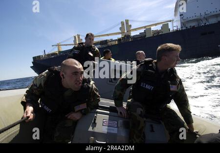 US Navy Sailors assigned the boarding team aboard the guided missile ...