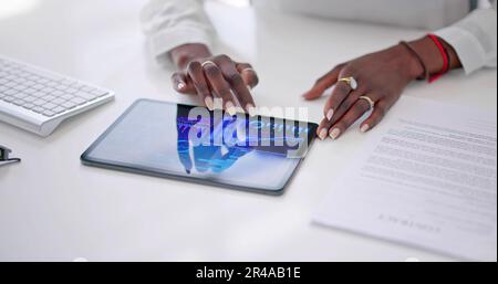 African American Data Analyst Using Data Analytics KPI Dashboard Stock Photo