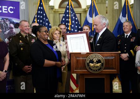 Maj. Gen. Robert D. Harter attends a Month of the Military Child recognition ceremony given by South Carolina Gov. Henry McMaster at the South Carolina State House, Wednesday. Stock Photo