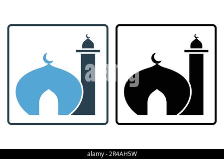 Mosque icon. Icon related to Islamic mosque. Solid icon style design. Simple vector design editable Stock Vector