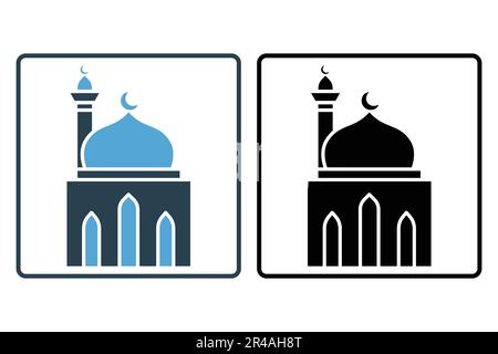 Mosque icon. Icon related to Islamic mosque. Solid icon style design. Simple vector design editable Stock Vector