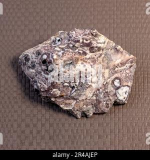 Pelitic Schist Rock on smooth brown Background close up top view Stock Photo
