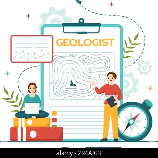 Geologist Vector Illustration with Soil Analysis and Features of the ...