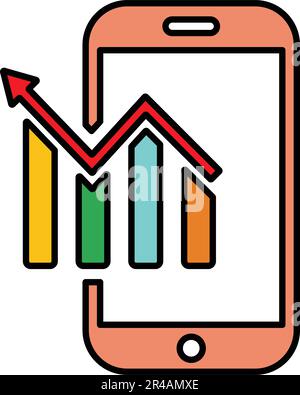 Smartphone, analysis, diagram, statistics icon - Beautiful vector design. Perfect use for web, print media, online design, commercial use or any kind Stock Vector