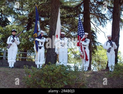 MIAMI, Fla. (May 2, 2022) - U.S. Navy Sailors parade the colors at a Miami  Marlins Major League Baseball game during Fleet Week Port Everglades  festivities, May. 2, 2022. Fleet Weeks are