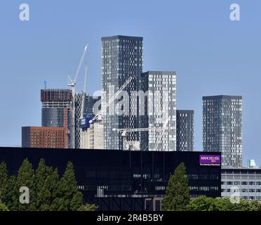 Tower blocks at Deansgate Square in city centre Manchester, UK. Stock Photo