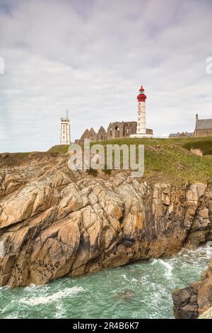 Phare de Saint-Mathieu, lighthouse, Department of Finisterre, Brittany, France Stock Photo