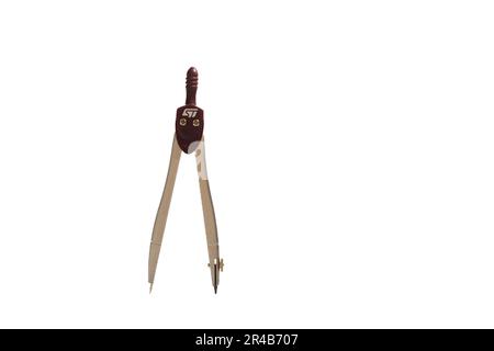 Close-up of a compass isolated on a white background Stock Photo