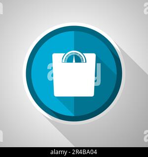 Weight symbol, flat design vector blue icon with long shadow Stock Vector