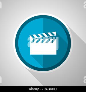 Video symbol, flat design vector blue icon with long shadow Stock Vector