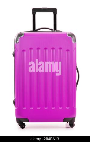 Large polycarbonate suitcase isolated on white Stock Photo