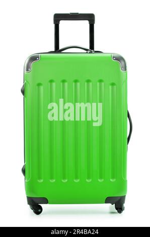 Large polycarbonate suitcase isolated on white Stock Photo