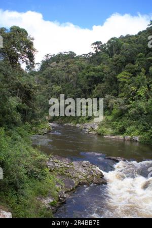Waterfall and river in Ranomafana rainforest, Southern Highlands, Central Madagascar, Madagascar, East Africa Stock Photo