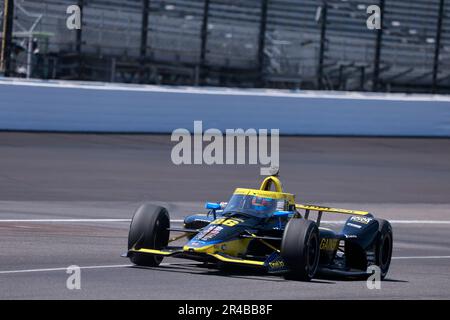 Indianapolis, United States. 26th May, 2023. Driver Colton Herta (26) of United States practices on Carb Day before the 2023 Indy 500 at Indianapolis Motor Speedway in Indianapolis. Dixon won the competition. (Photo by Jeremy Hogan/SOPA Images/Sipa USA) Credit: Sipa USA/Alamy Live News Stock Photo