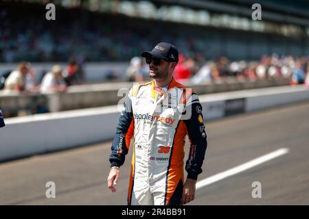 Indianapolis, United States. 26th May, 2023. Jack Harvey (30) participates in the pit stop competition during Carb Day before the 2023 Indy 500 at Indianapolis Motor Speedway in Indianapolis. (Photo by Jeremy Hogan/SOPA Images/Sipa USA) Credit: Sipa USA/Alamy Live News Stock Photo