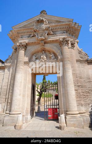 Entrance, Carthusian Monastery Val de Benediction, Villeneuve les Avignon, Gard, Languedoc-Roussillon, South of France, Chartreuse du Val de Stock Photo