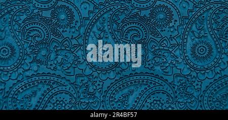 Stone fragment texture. pattern oriental cucumber. Imprint cement dark blue color Stock Photo